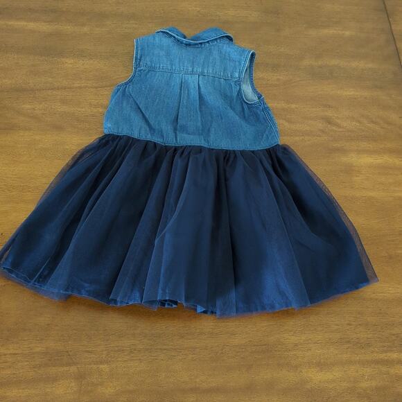 Toddler Girls' Chambray Sleeveless Tulle Dress - Blue 2T NEW - Picture 7 of 7